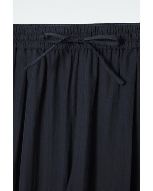 COS Blue Striped Cotton Pyjama Trousers In Navy
