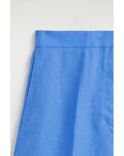 COS Blue Tailored Elasticated Linen Shorts