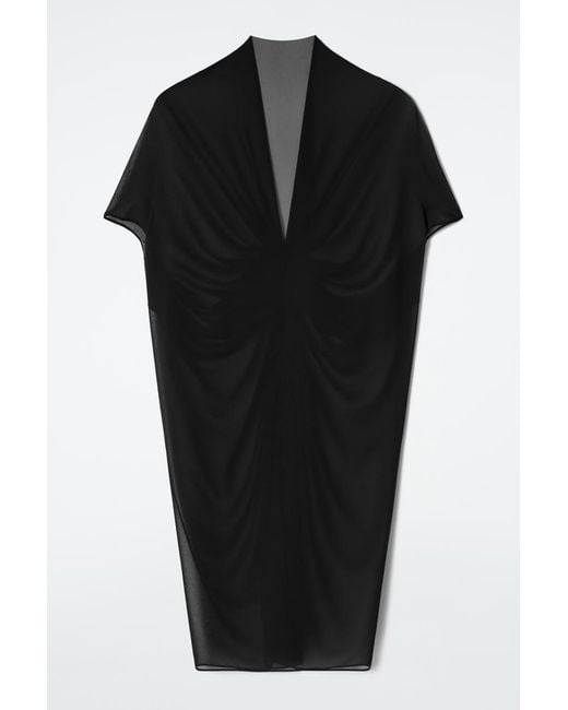 COS Black Draped Sheer Mini Dress