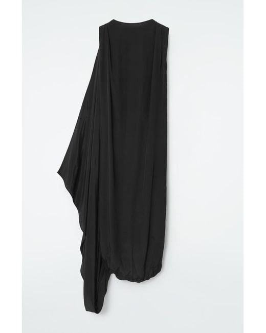 COS Black Draped Bubble Midi Dress