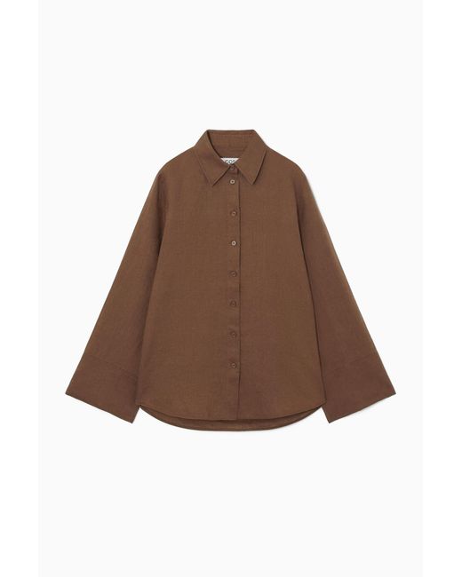 COS Brown Wide-sleeved Linen Shirt