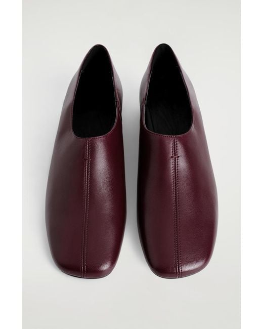 COS Red Square-Toe Leather Heeled Shoes