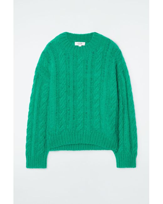 COS Green Cable-knit Mohair Sweater