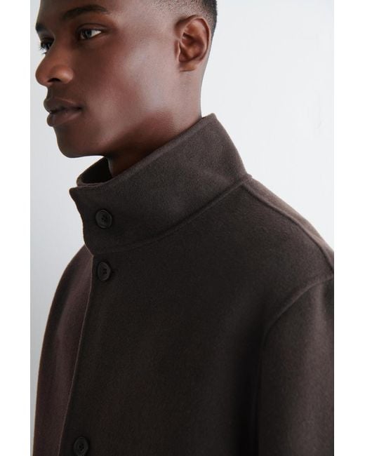 COS Black Double-Faced Wool Funnel Neck Jacket for men