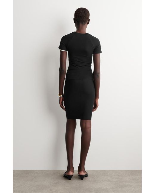 COS Black Technical Jersey Midi Skirt