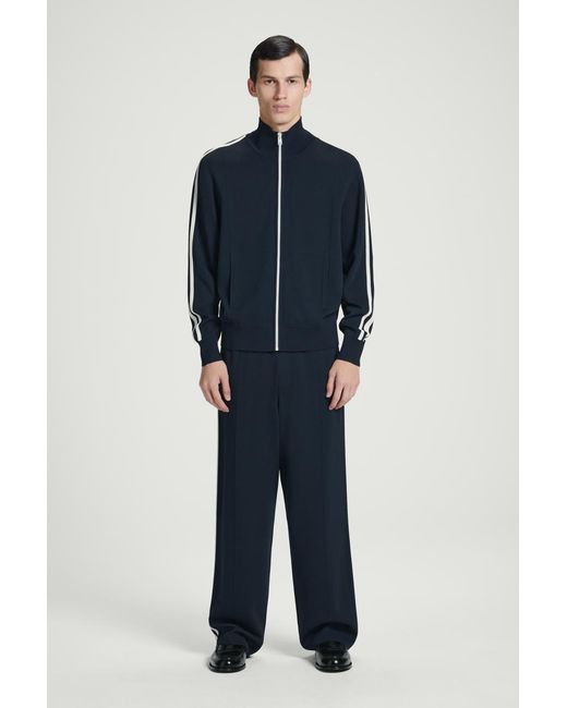 COS Contrast-stripe Knitted Track Jacket in Blue for Men | Lyst