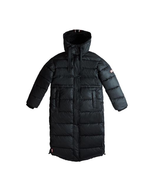 HUNTER Intrepid Long Puffer Down Jacket in Black Lyst UK