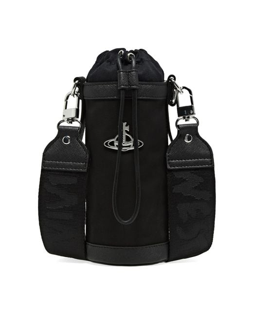 Vivienne Westwood Renylon Water Bottle Holder Messenger Bag in Black