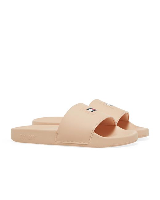 Tommy Hilfiger Denim Printed Pool Sliders in Pink | Lyst