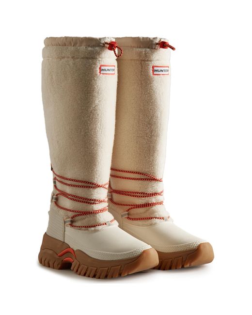 HUNTER Wanderer Tall Sherpa Snow Boots in Natural | Lyst
