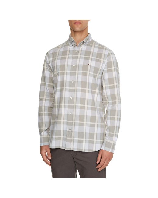 Tommy Hilfiger Comb Check Rf Shirt in Gray for Men | Lyst