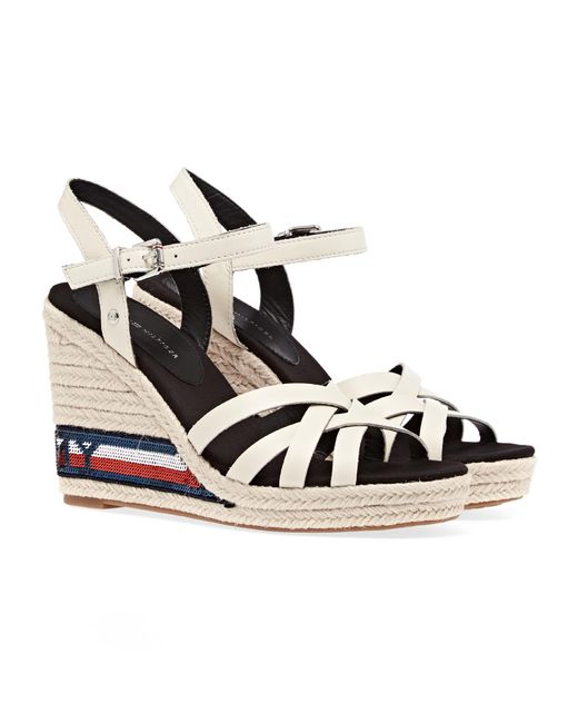 tommy hilfiger white wedge sandals