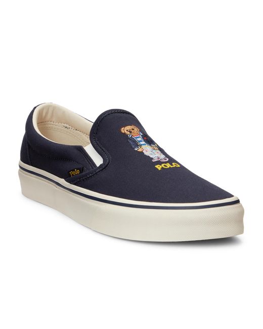 Polo Ralph Lauren Keaton Polo Bear Canvas Slip On Shoes In Blue For Men 