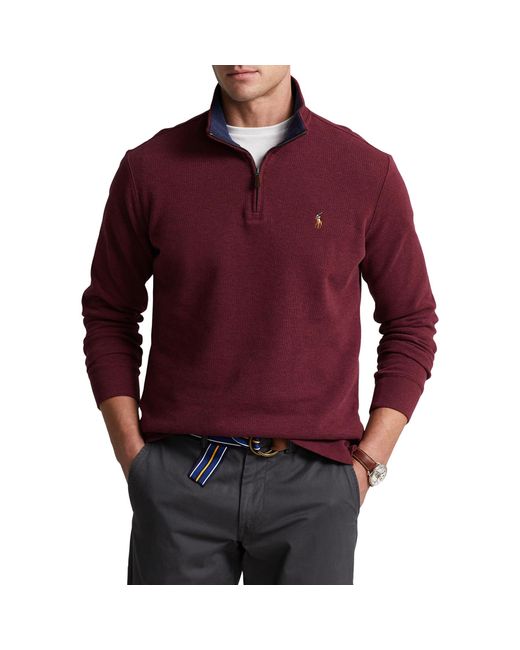 Polo Ralph Lauren Estate Rib Quarter Zip Sweater in Red for Men | Lyst UK