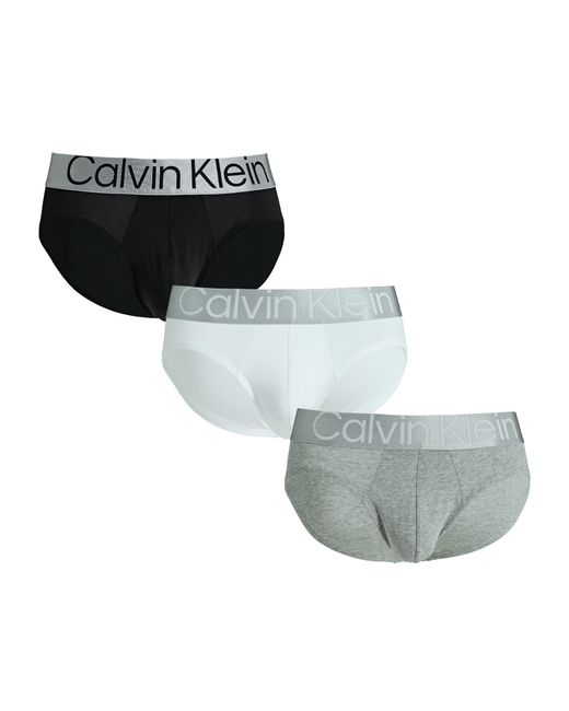 Calvin Klein Steel Cotton Hip Brief 3 Pack Brief in Black/ White/ Grey