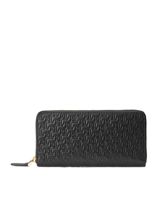 Lauren by Ralph Lauren Debossed Leather Continental Wallet in Black | Lyst