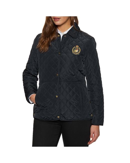 Lauren by Ralph Lauren Crestpatch Quilted Jacket in Navy (Black) Lyst UK
