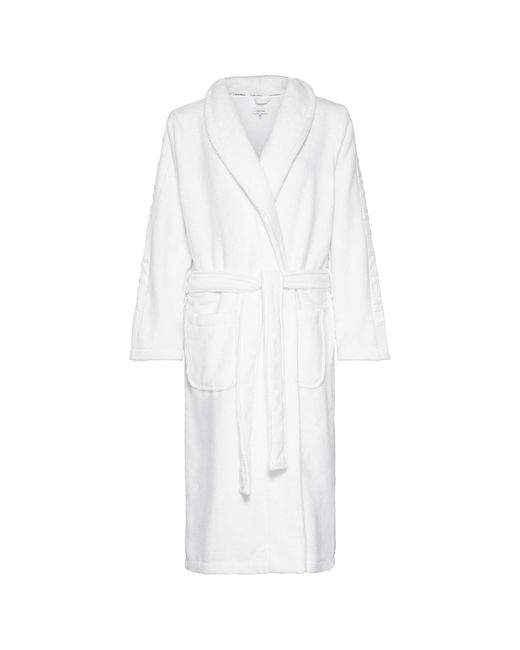 Calvin Klein Logo Sleeve Dressing Gown in White Lyst