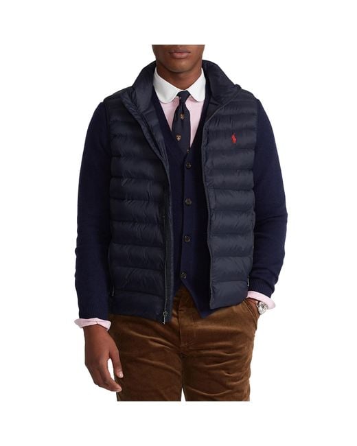 Polo Ralph Lauren Packable Quilted Gilet in Blue for Men | Lyst