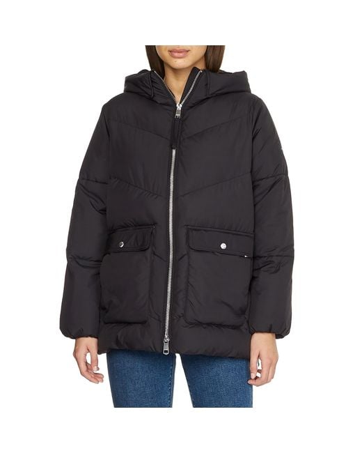 Tommy Hilfiger Chevron Sorona Teddy Lined Jacket in Black Lyst