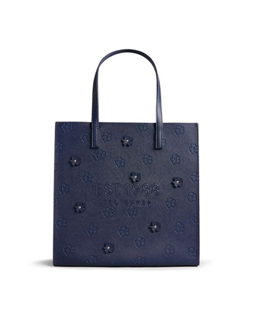 Ted Baker Florcon Applique Debossed Floral Large Icon Shopper Bag in Blue |  Lyst
