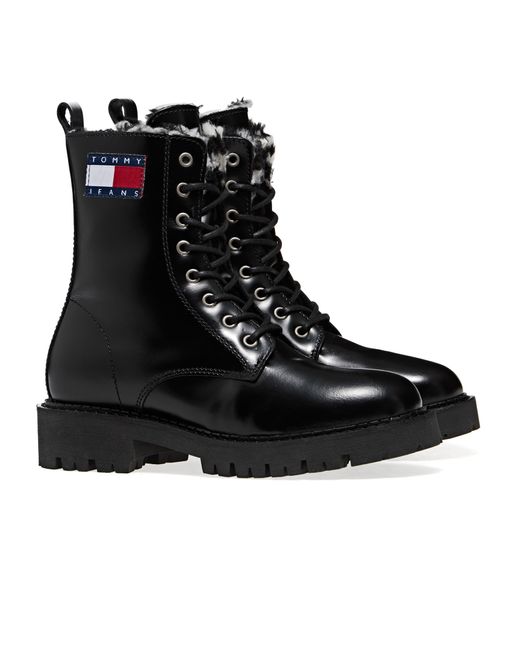 Tommy Hilfiger Denim Warmlined Lace Up Boots in Black - Lyst