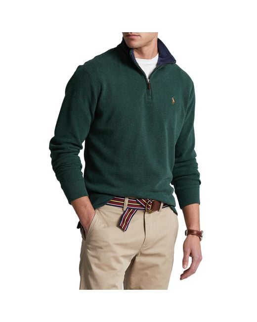 Polo Ralph Lauren Estate Rib Quarter Zip Sweater in Green for Men | Lyst