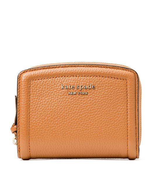 Kate Spade Knott Pebbled Leather Small Compact Wallet Lyst
