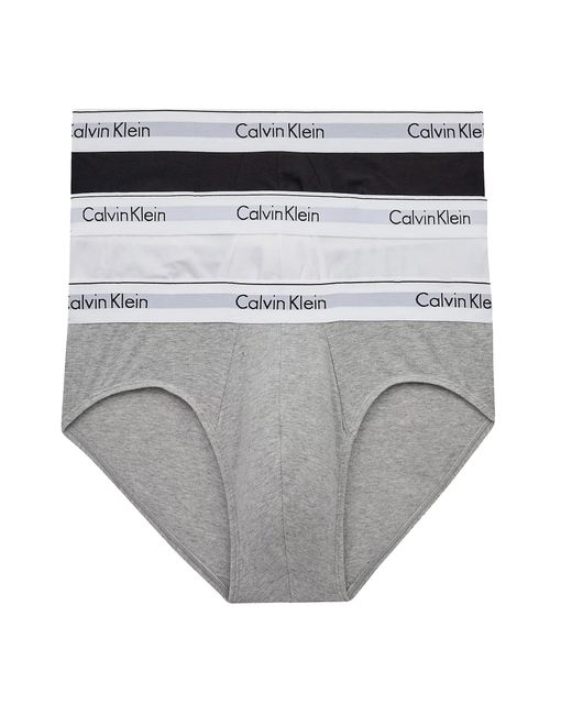 Calvin Klein 3 Pack Hip Brief in Gray for Men | Lyst