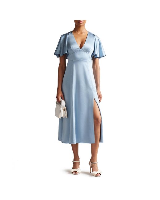 Ted Baker Immie Satin Midi Dress in Mid Blue (Blue) Lyst UK