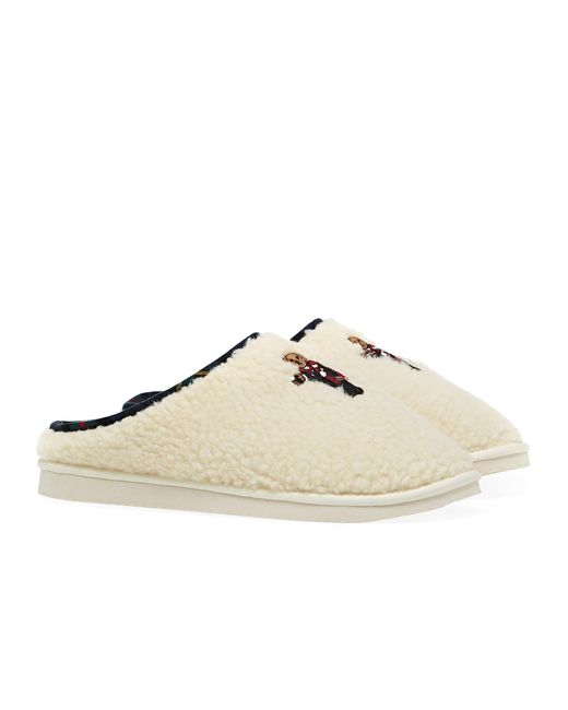 Polo Ralph Lauren Charlotte Scuff Bear Slippers in Natural | Lyst