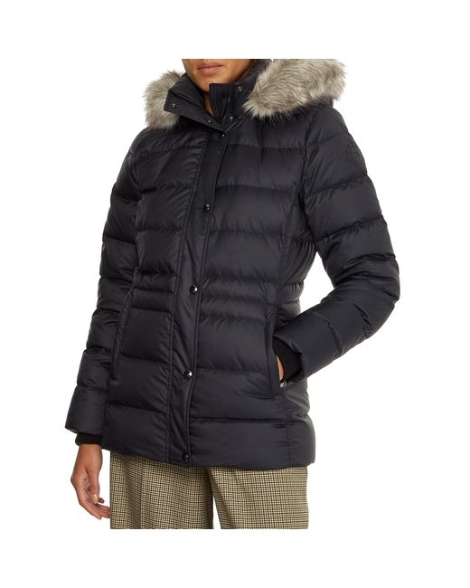 Tommy Hilfiger Tyra With Fur Down Jacket in Black | Lyst