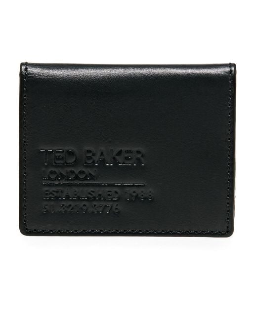 Ted Baker Giantt Leather Folded Card Card Holder in Black for Men Lyst