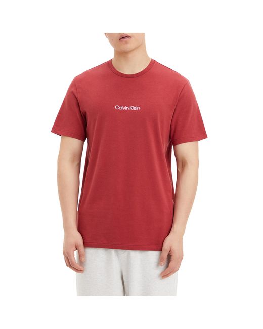 Calvin Klein Short Sleeve Crew Neck Loungewear Top in Red for Men | Lyst