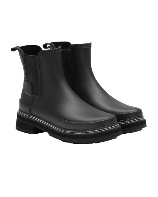 HUNTER Refined Stitch Detail Chelsea Wellington Boots in Black - Lyst