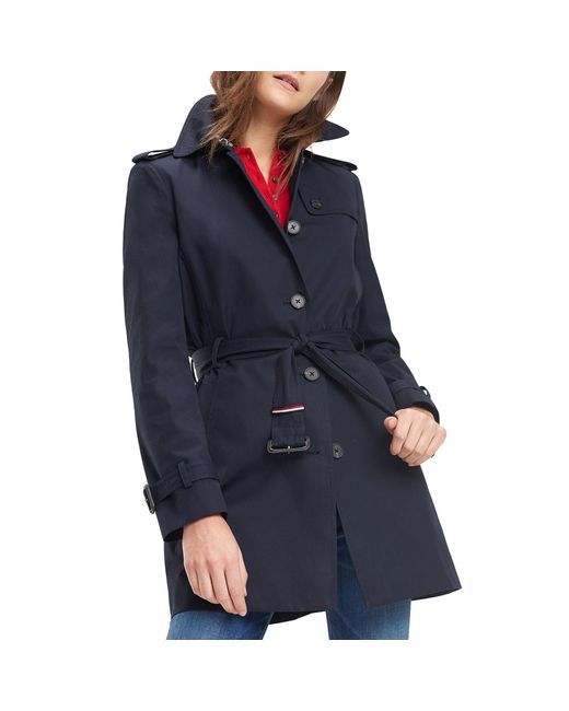 Tommy Hilfiger Heritage Single Breasted Trench Coat in Blue | Lyst