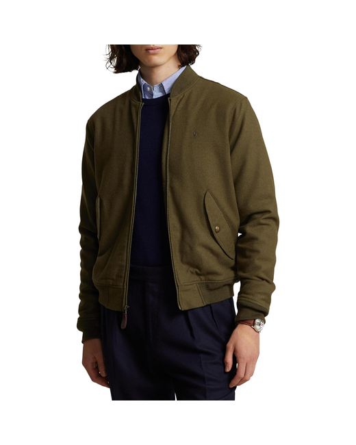 Polo Ralph Lauren Twill Bomber Jacket in Green for Men | Lyst