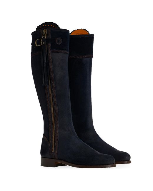 Penelope Chilvers Riding Oiled Suede Tassel Boots in Navy (Blue) Lyst