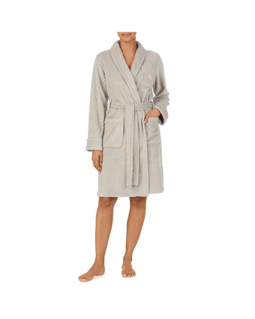 Lauren by Ralph Lauren Short Robe Dressing Gown in Grey (Gray) - Lyst