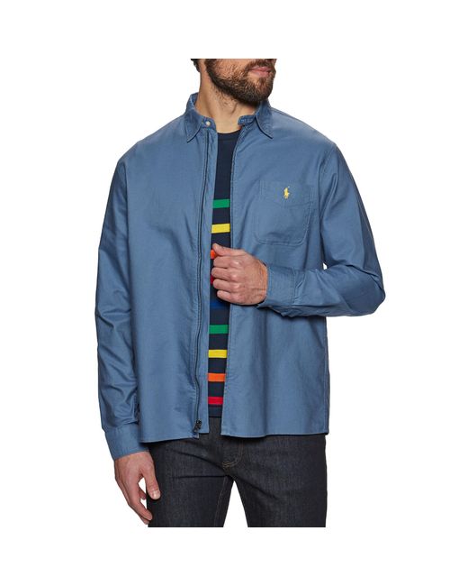 Polo Ralph Lauren Oxford Full-zip Overshirt Shirt in Blue for Men - Lyst