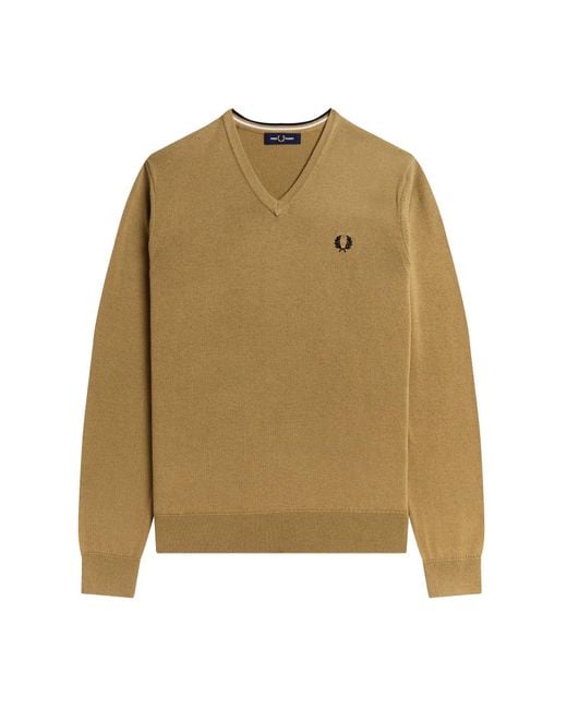 Fred Perry Classic V Neck Sweater in Green for Men | Lyst