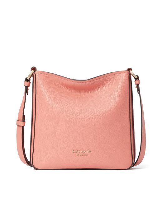 Kate Spade Hudson Pebbled Leather Small Messenger Handbag in Pink | Lyst