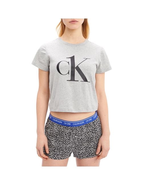 Calvin Klein Ck One Sleep Short Set Pyjamas in Gray Lyst