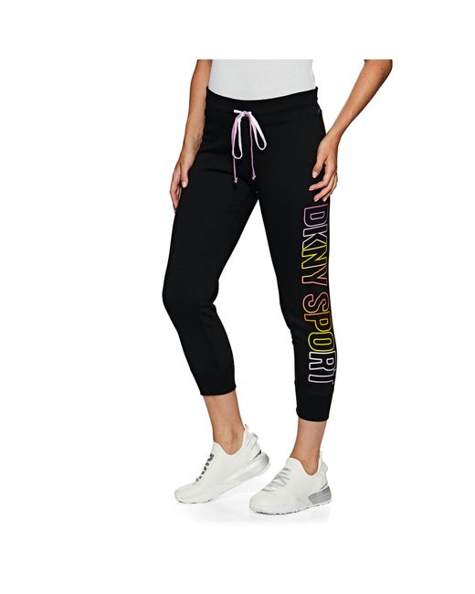 DKNY Ombre Logo Cropped Jogging Pants in Black | Lyst