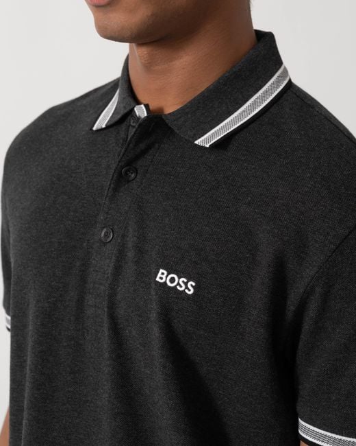 Boss Black Paddy Cotton-Piqué Polo Shirt With Contrast Logo for men