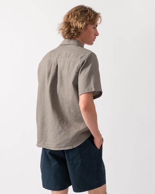 COLORFUL STANDARD Green Short Sleeve Linen Shirt for men