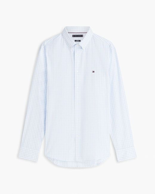 Tommy Hilfiger Blue Flex Poplin Gingham Long Sleeve Shirt for men