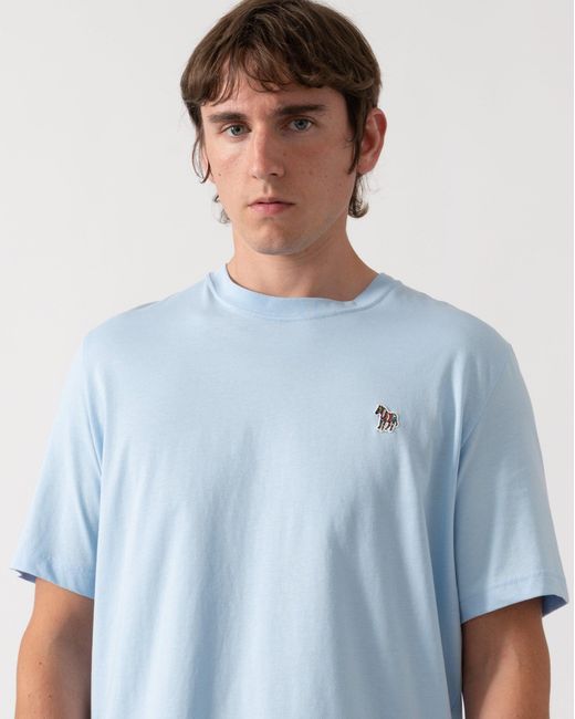Paul Smith Blue Ps Regular Fit Cotton Zebra Logo T-Shirt for men