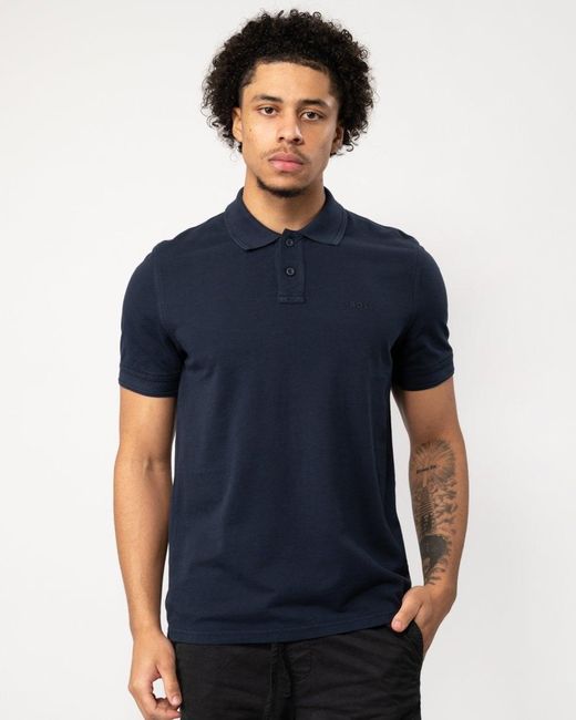 Boss Blue Prime Cotton-piqué Polo Shirt With Logo Print Nos for men