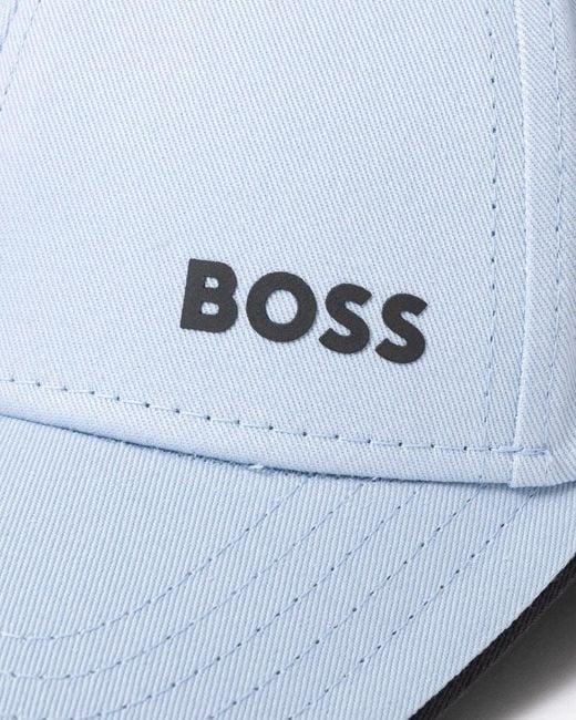Boss White Cotton-twill Cap With Printed Logo for men